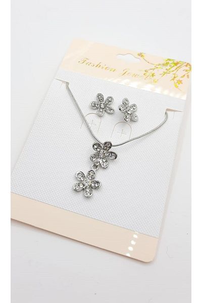Merve Little Daisy Necklace-Earrings Set