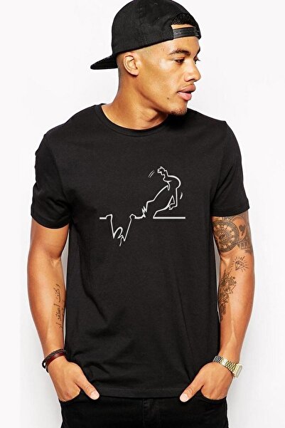 QIVI Tricou tricotat pentru bărbați negru cu imprimeu La Linea Trt Cartoon Ad...