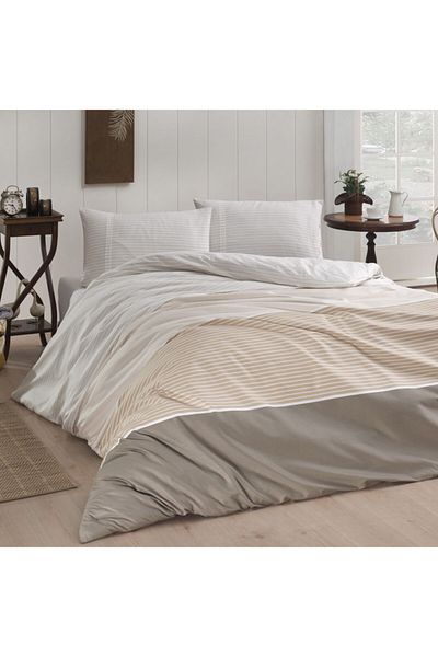 Menderes Home Σετ Παπλωματοθήκη Ranforce - Cotton Collection, King Size, Iva Natural