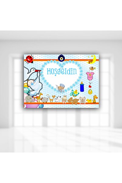 Süsle Baby Party Hoşgeldin Bebek Afiş, 70cm X 50cm - Mavi