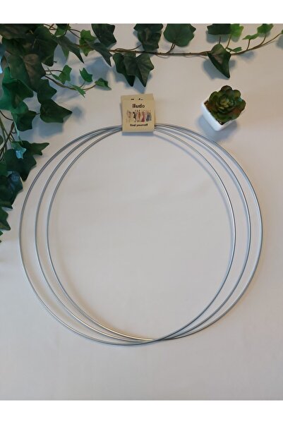 Enludo طقم دائرة معدنية مكرامية 40 سم مكون من 3 قطع حلقة بكرة مجلفنة Dream Catcher