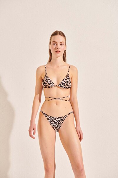 Beach&Beyond Kadın Kahverengi Leopar Üçgen Bikini Üstü