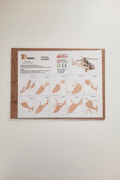3D SERGİ Wooden Helicopter Puzzle-Jigsaw Puzzle, Great Gift for Children and Adults Three-Dimensional