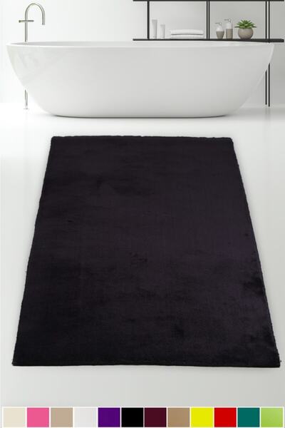 Bonny Home Elite Black 80x150 cm Covor de baie din pluș, antiderapant, covoraș de baie pufos de dimensiuni mari