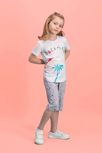 ROLY POLY Girl's Cream Palm Vocation Capri Set