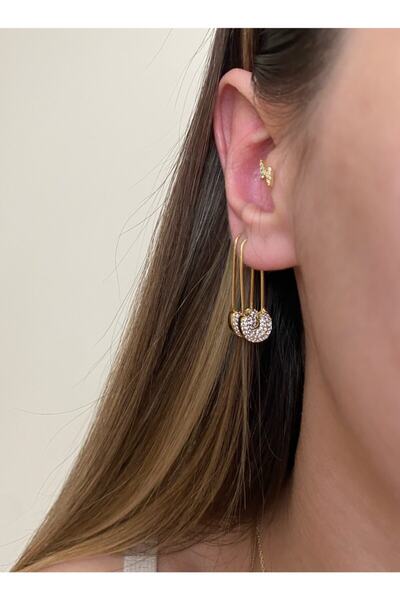 Women's Gold Rhinestone Stud Earrings Pair