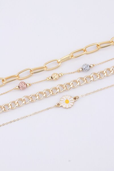 Sortie Aksesuar Papatya Figürlü Dorika 4'lü Kombin Bileklik 031