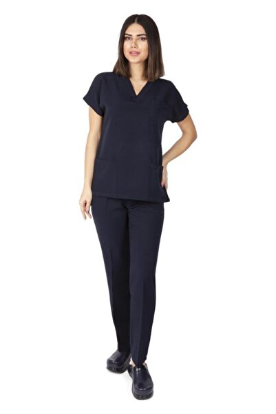 VEHBİ Women's Doctor Nurse Uniform Scrubs Alpaca Fabric Hospital Duty Suit (V...