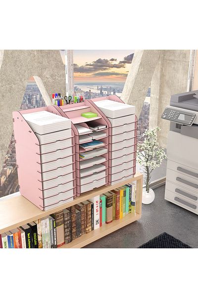 Mingitav Otto Tower 10-Tier A4 Document Shelf - 6-Color Desktop Organizer