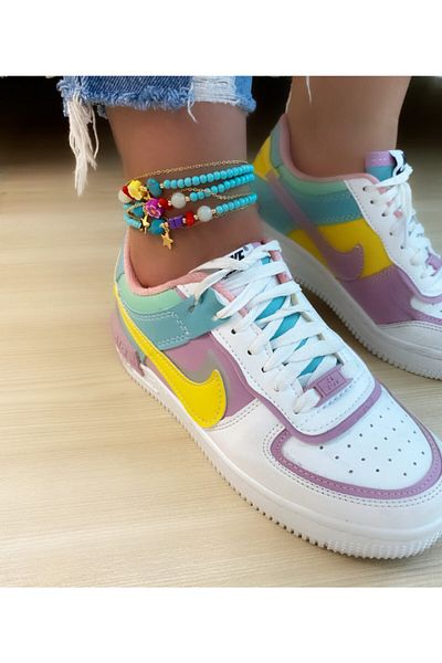 Markiz Takı Women's Pink Floral Turquoise Anklet