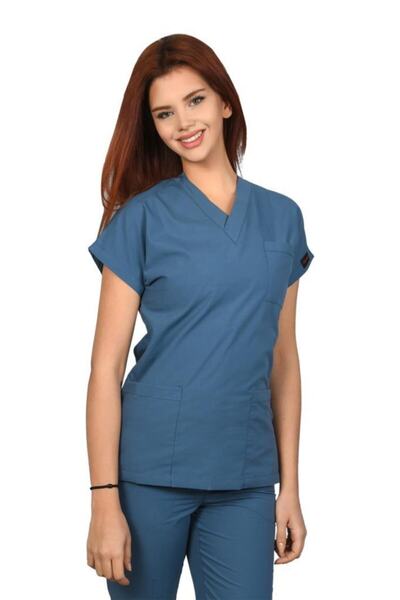 VEHBİ Women Doctor Nurse Jersey Scrubs Lycra Stretchy Fabric Hospital Nursing...