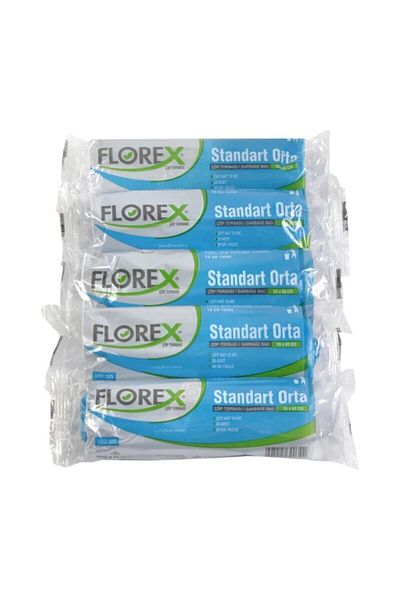 Florex Standard Medium Blue Garbage Bag 55x60 Cm 5 Rolls