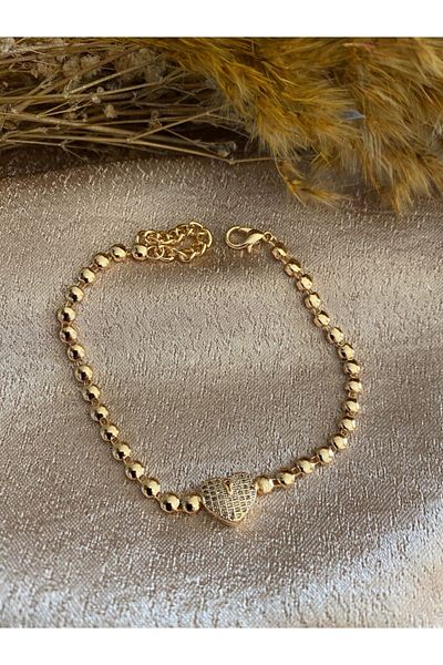 Markiz Takı Women's Yellow Stoned Heart Anklet
