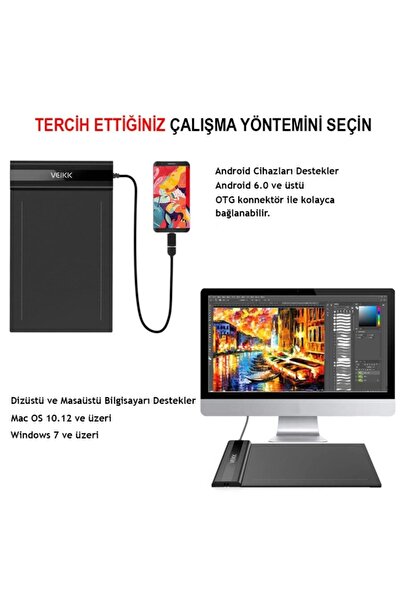 Veikk S640 6" 8192 Levels 5080lpı Grafik Tablet+kalem