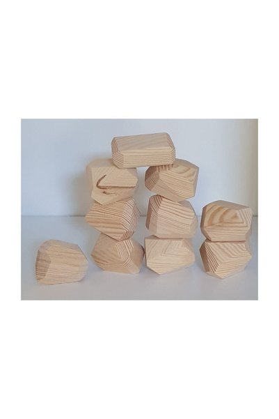 kırtkırt ahşap Tumi Ishi Wooden Blocks 10 Pieces Raw Unpainted Set (waldorf) Balance Game