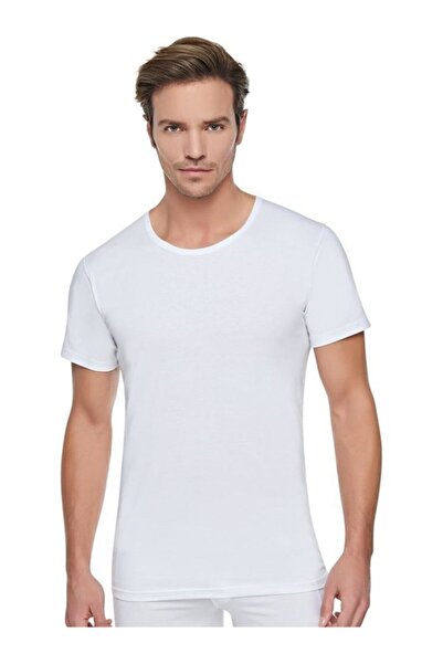 Tutku Men's Combed Cotton Crew Neck Undershirt - Pack of 5 - White