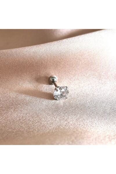 Bylin Takı Kadın Iri Tek Taşlı Piercing (taş : 7mm, Bar : 6mm)