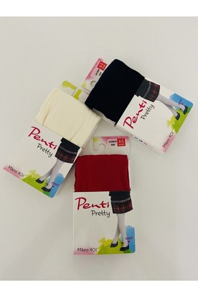 Penti Детски чорапи Micro 40 Mousse, чифт от 3 броя, тъмносиньо-червено-кремави
