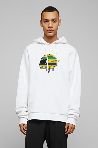 QIVI Formula F1 Ayrton Senna F1 Auto Štampano Bela Muška Pleteno Dukserica sa...