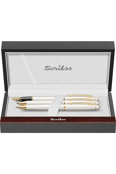 Scrikss Noble Pen Set 3 Pieces White Gold 35