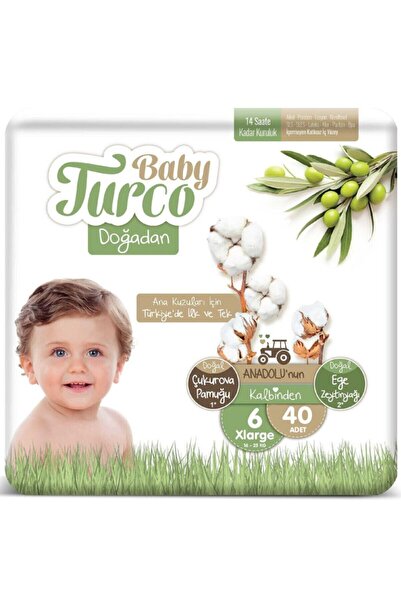 Baby Turco دوغادان مقاس 6 اكس لارج 16-25 كجم 40 حفاضة أطفال