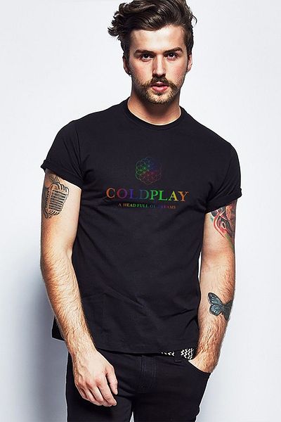 QIVI Ανδρικό πλεκτό μπλουζάκι Coldplay Dreams με στάμπα μαύρο