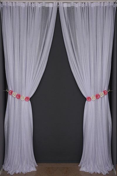 AKÇA TEKSTİL Sparse Pointed White Color Single Wing Ready Planted Pleated Background Curtain 300*260 Cm