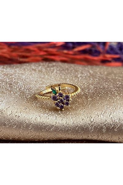 Markiz Takı Women's Purple Grape Colored Jewelled Grape Ring
