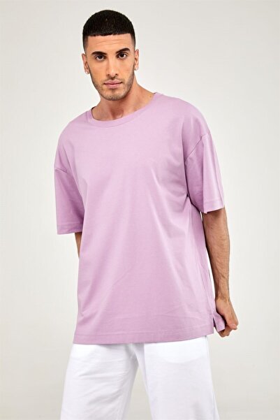 Seamoda Ανδρικό μπλουζάκι λιλά Oversize