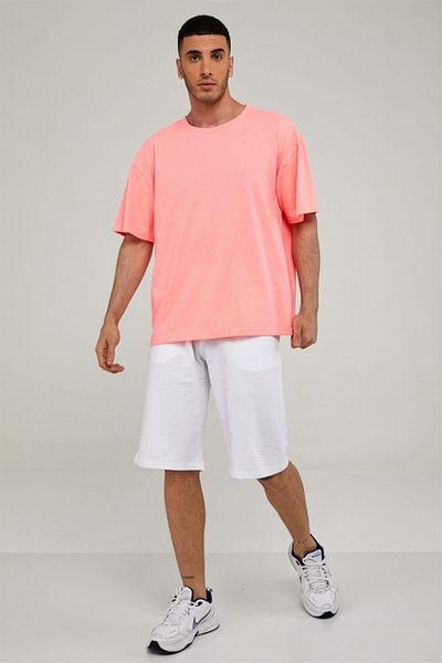 Seamoda Ανδρικό μπλουζάκι ροζ νέον oversize