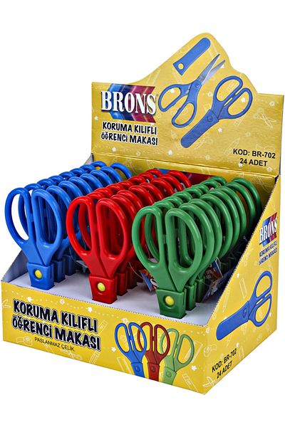 Brons Br-702 Student Scissors with Spring Protection Cover