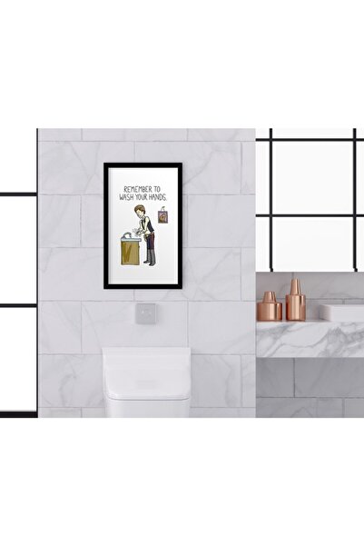 Bk Gift Home Banyo Tuvalet Dekoratif Ahşap Beyaz Çerçeveli Tablo-6
