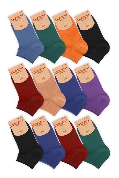 Ozzy Socks Дамски 12 чифта бамбукови безшевни чорапи до глезена за 4 сезона, издръжливи, с пета и пръсти, тъмни цветове