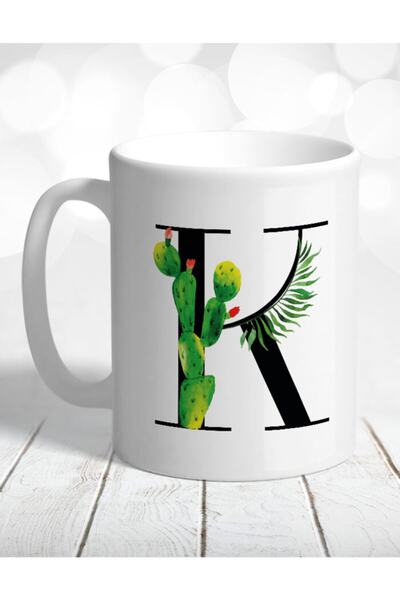 Atölye Çizgi Cactus Mug with Letter K