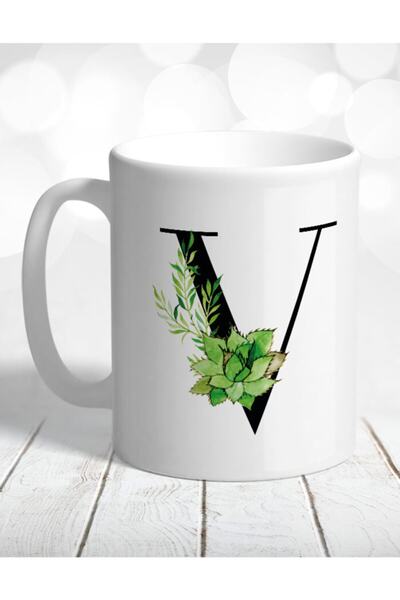 Atölye Çizgi V Letter Cactus Mug