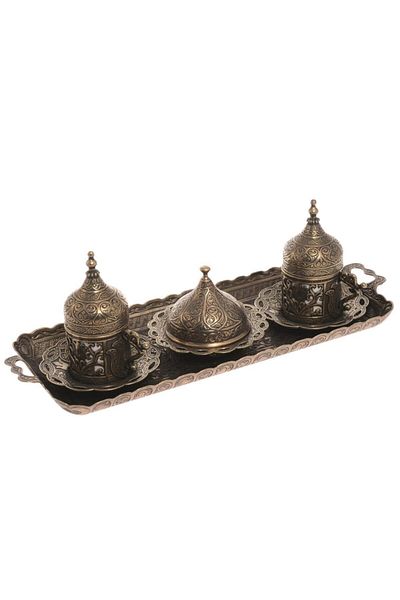 BAZAAR 4 Ottoman Tulip Turkish Coffee Set for 2 People - Antique Yellow Crst160