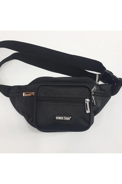 SEVENTEEN Men's Black Fabric 6 Compartment Waist Bag