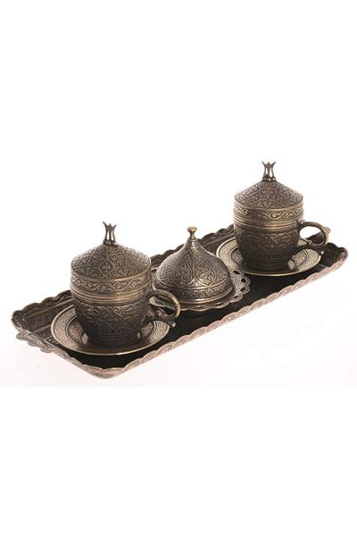 BAZAAR 4 Ottoman Şehzade Nescafe Cup Set for 2 Persons Antique Yellow Crst260