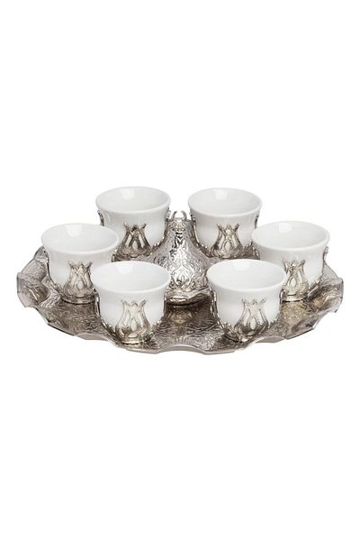 BAZAAR 4 Mırra Coffee Presentation Set for 6 Persons White Crst400