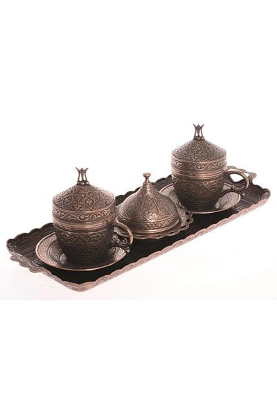 BAZAAR 4 Ottoman Prince Nescafe Cup Set for 2 People Antique Copper Crst260