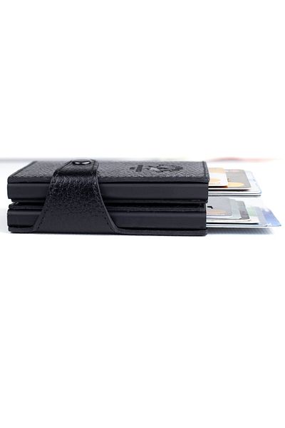 Westpolo Men's Black Genuine Leather Double Mechanism Wallet and Card Holder