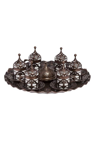 BAZAAR 4 Ottoman Hürrem Sultan Turkish Coffee Set for 6 People - Antique Copper Crst114