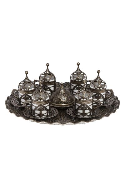 BAZAAR 4 Ottoman Hürrem Sultan Turkish Coffee Set for 6 People - Antique Yellow Crst114