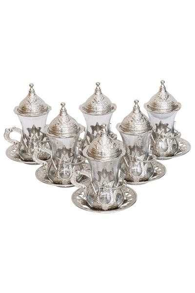 BAZAAR 4 طقم عرض شاي كوسيم بزخارف عثمانية - أبيض Crst760