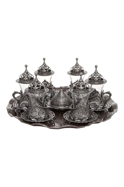 BAZAAR 4 طقم عرض شاي شهزاد بزخارف عثمانية - بيوتر