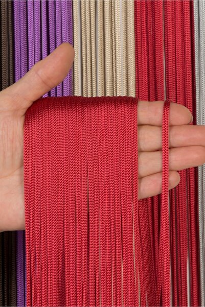 Saççax Exclusive Kırmızı Renk Jumbo Düz Zincir Serisi Ip Perde 320 Cm