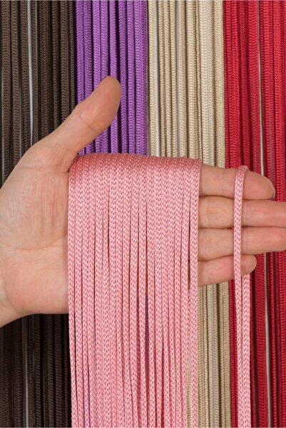 Saççax Exclusive Pembe Renk Jumbo Düz Zincir Serisi Ip Perde