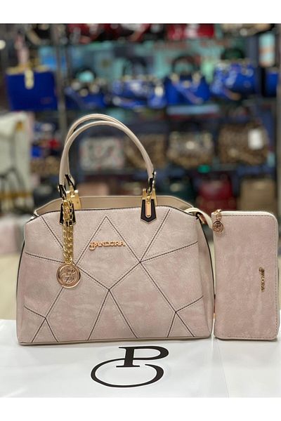 Pandora Bags Set de geanți și portofel din nubuc crem
