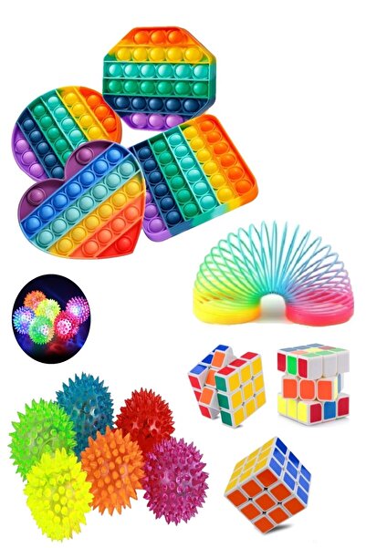 Ayver Stres Giderici Set 1 Popit 1 Zeka Küpü 1 Beyin Stres Topu 1 Stres Yayı ...