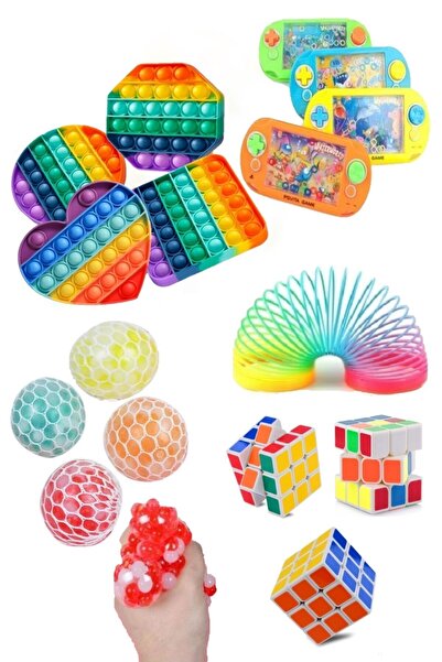 Hyd Stres Giderici Set 1popit 1 Zeka Küpü 1stres Yayı 1beyin Şekilli Stres To...